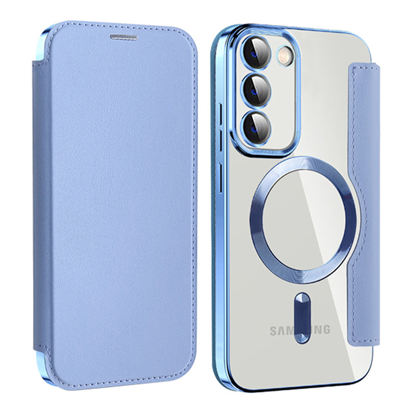Magnetic Phone Case for Samsung Galaxy S23 PU Leather TPU Clear RFID Blocking Flip Cover with Lens Film Magnetic Phone Case for Samsung Galaxy S23 PU Leather TPU Clear RFID Blocking Flip Cover with Lens Film